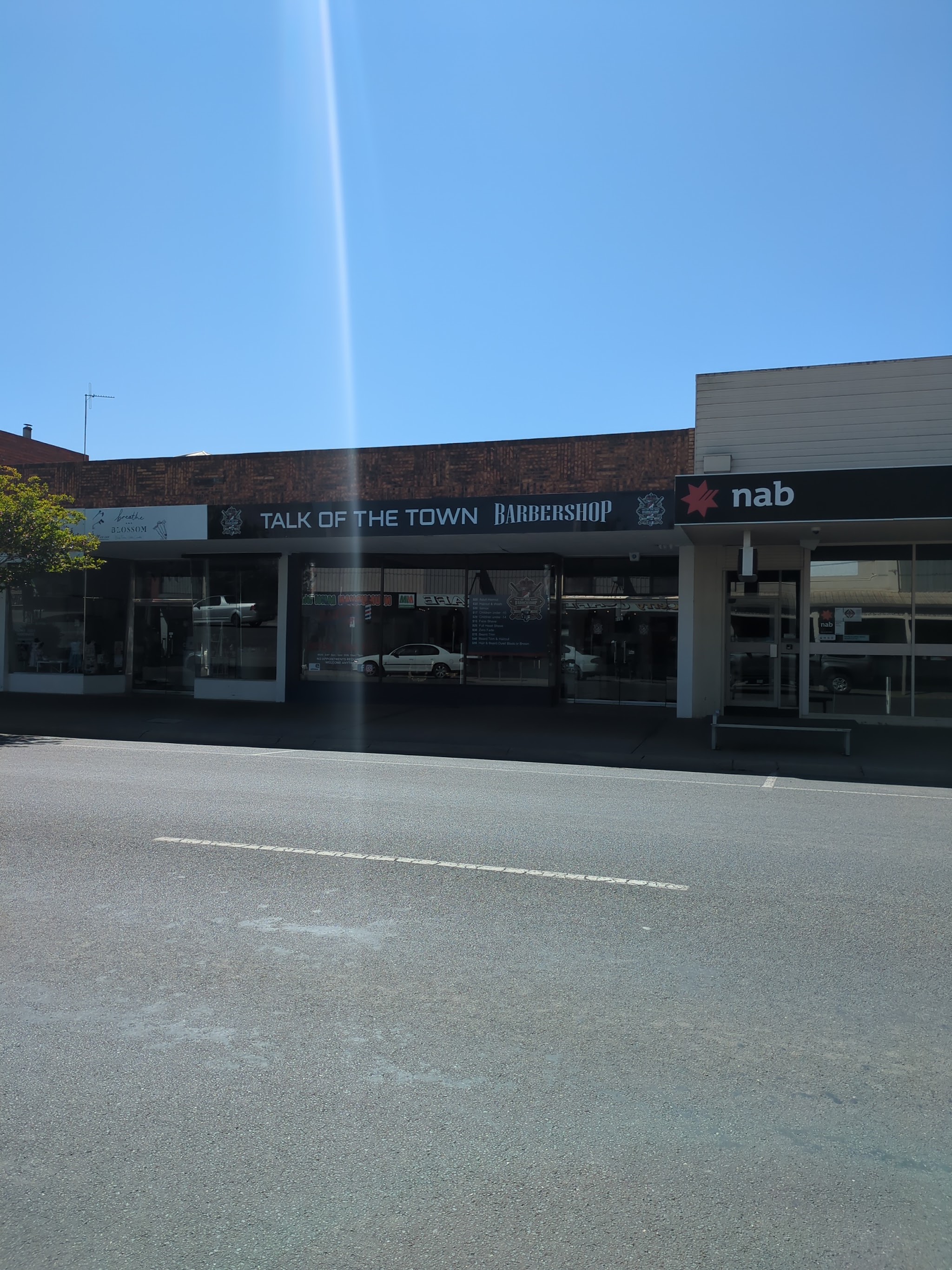 The Talk of the Town Barbershop shopfront on Melville Street, Numurkah